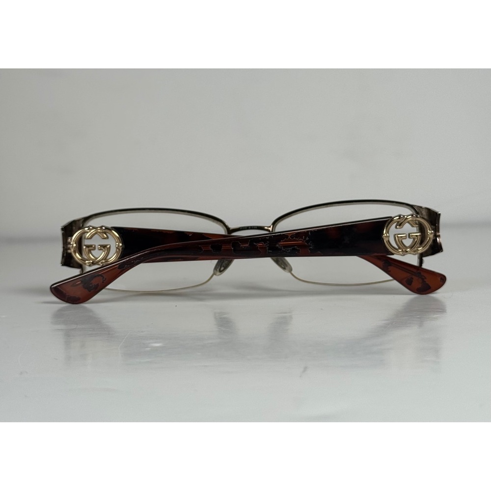 GUCCI Brown Gold GG Interlock Half-Rim Eyeglasses Frames Italy GG2844 NVX 51mm